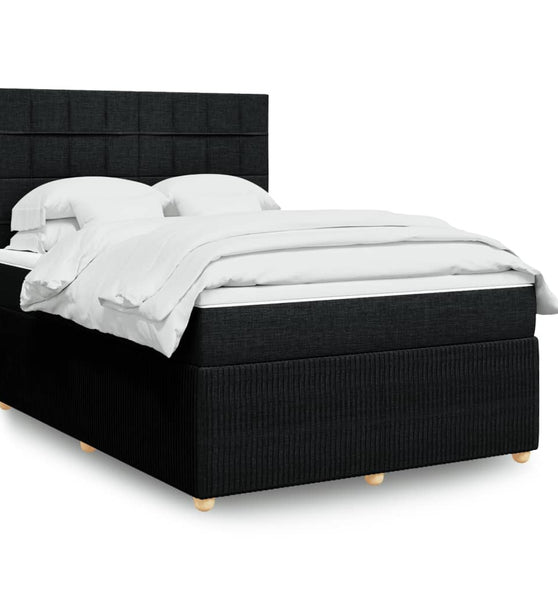 Boxspringbett mit Matratze Schwarz 140x200 cm Stoff