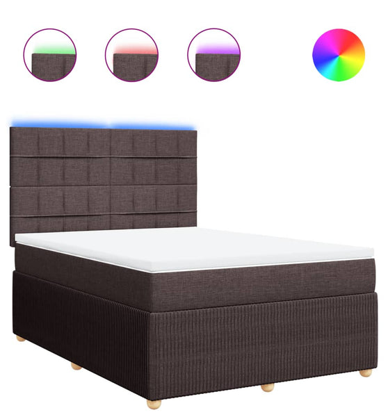 Boxspringbett mit Matratze Dunkelbraun 140x200 cm Stoff