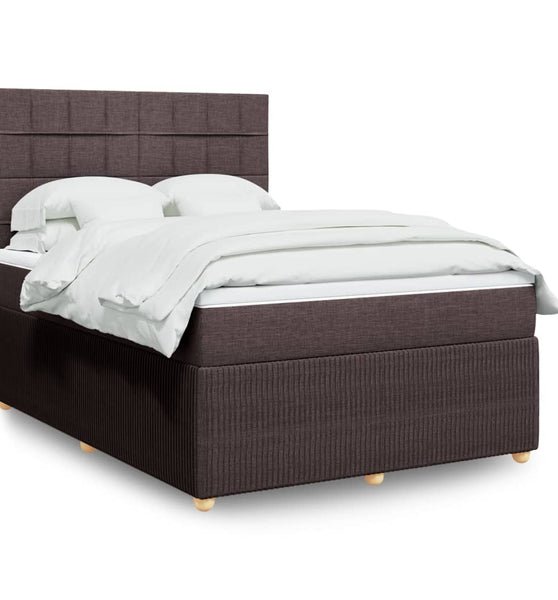 Boxspringbett mit Matratze Dunkelbraun 140x200 cm Stoff
