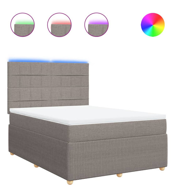Boxspringbett mit Matratze Taupe 140x200 cm Stoff