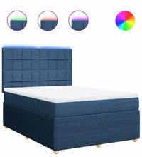 Boxspringbett mit Matratze Blau 140x200 cm Stoff