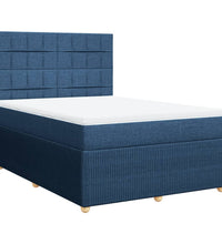 Boxspringbett mit Matratze Blau 140x200 cm Stoff