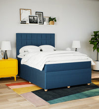 Boxspringbett mit Matratze Blau 140x200 cm Stoff