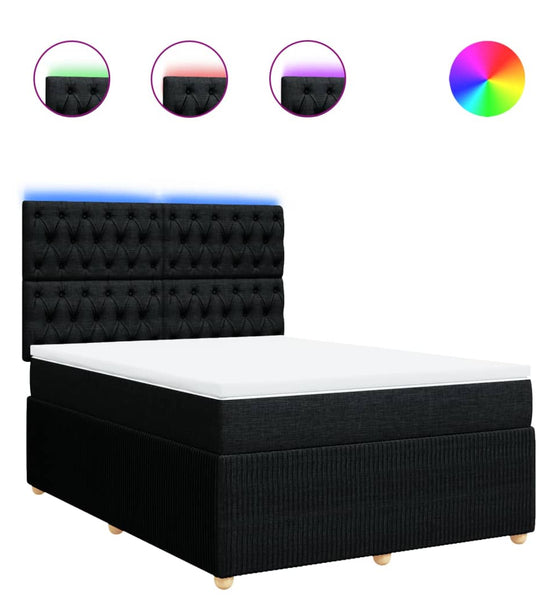 Boxspringbett mit Matratze Schwarz 140x200 cm Stoff