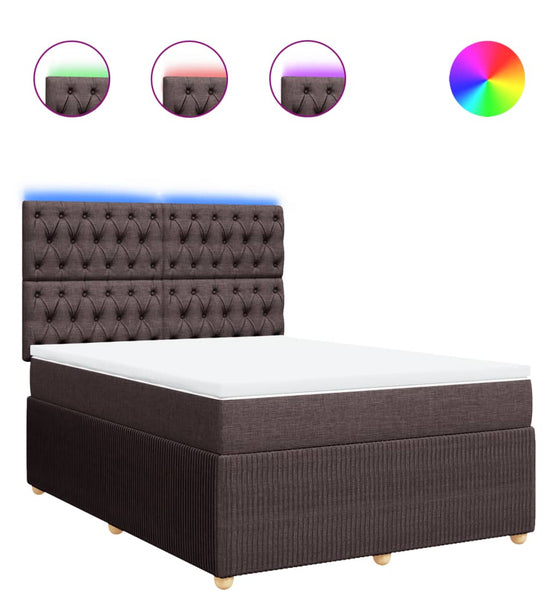 Boxspringbett mit Matratze Dunkelbraun 140x200 cm Stoff