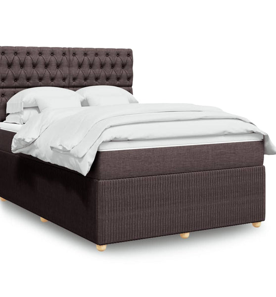 Boxspringbett mit Matratze Dunkelbraun 140x200 cm Stoff