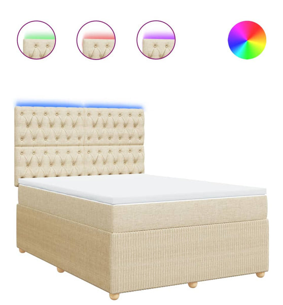 Boxspringbett mit Matratze Creme 140x200 cm Stoff