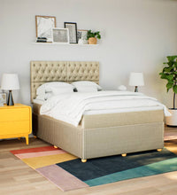 Boxspringbett mit Matratze Creme 140x200 cm Stoff