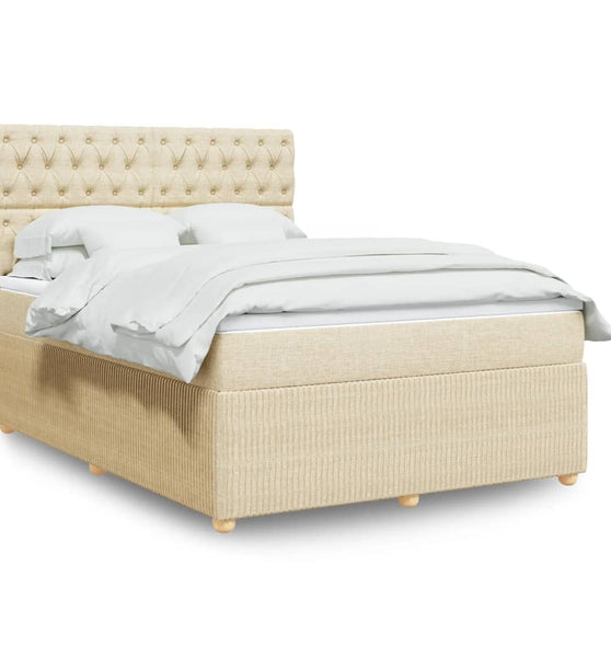 Boxspringbett mit Matratze Creme 140x200 cm Stoff