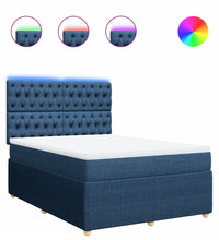 Boxspringbett mit Matratze Blau 140x200 cm Stoff