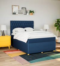 Boxspringbett mit Matratze Blau 140x200 cm Stoff