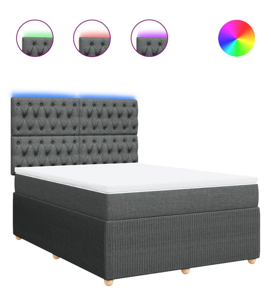 Boxspringbett mit Matratze Dunkelgrau 160x200 cm Stoff