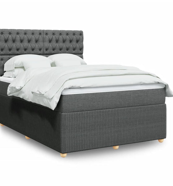Boxspringbett mit Matratze Dunkelgrau 160x200 cm Stoff