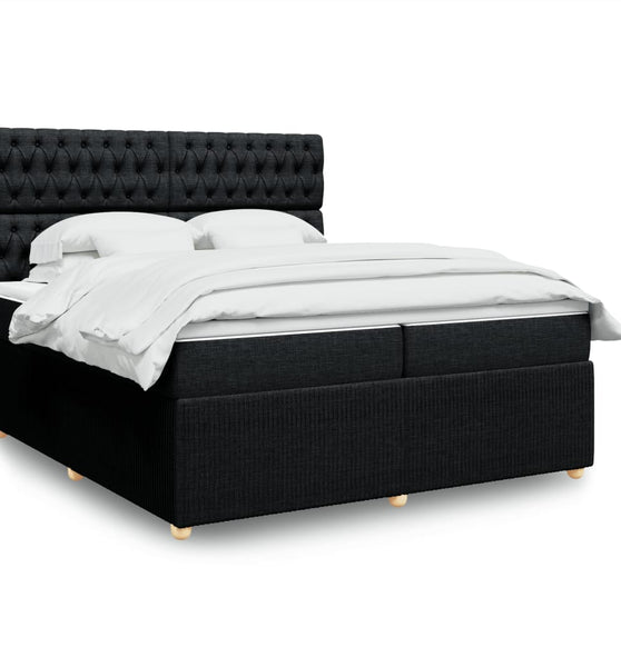 Boxspringbett mit Matratze Schwarz 200x200 cm Stoff