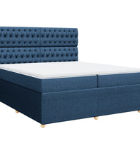 Boxspringbett mit Matratze Blau 200x200 cm Stoff