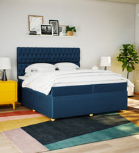 Boxspringbett mit Matratze Blau 200x200 cm Stoff