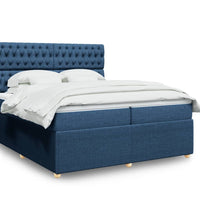 Boxspringbett mit Matratze Blau 200x200 cm Stoff