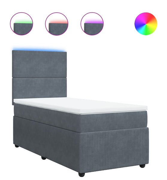 Boxspringbett mit Matratze Dunkelgrau 80x200 cm Samt