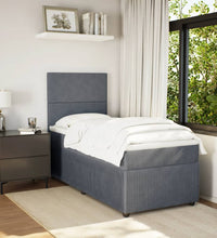 Boxspringbett mit Matratze Dunkelgrau 80x200 cm Samt