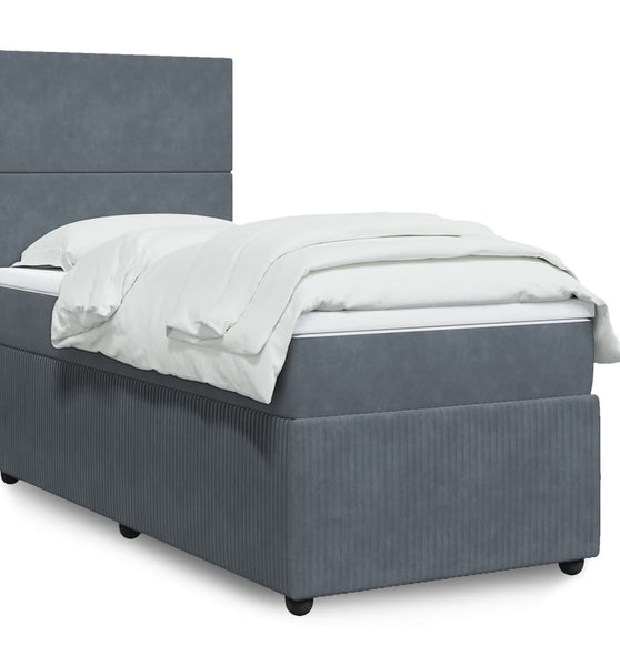 Boxspringbett mit Matratze Dunkelgrau 80x200 cm Samt