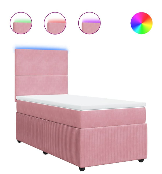 Boxspringbett mit Matratze Rosa 80x200 cm Samt