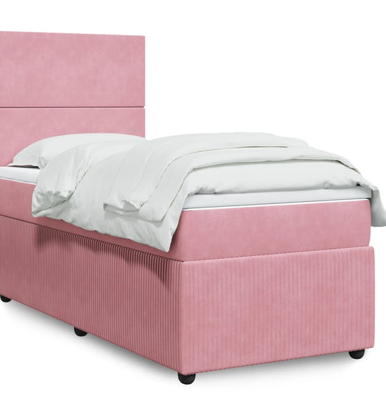 Boxspringbett mit Matratze Rosa 80x200 cm Samt