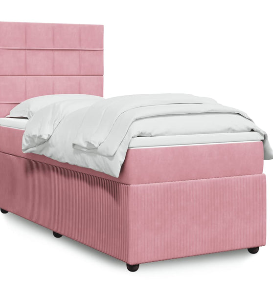 Boxspringbett mit Matratze Rosa 80x200 cm Samt