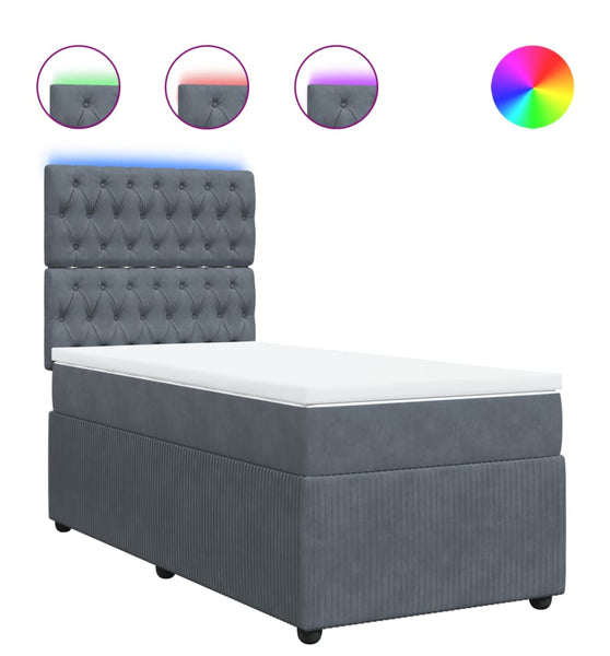 Boxspringbett mit Matratze Dunkelgrau 80x200 cm Samt