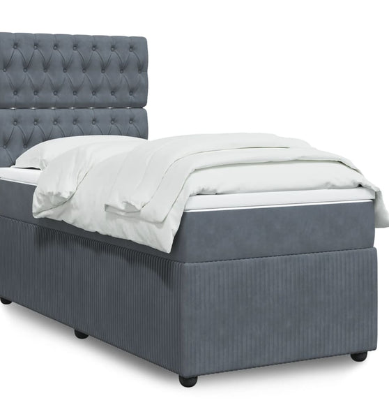 Boxspringbett mit Matratze Dunkelgrau 80x200 cm Samt