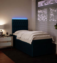 Boxspringbett mit Matratze Blau 80x200 cm Samt