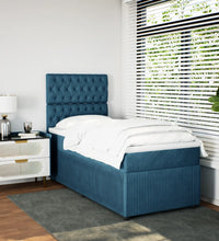 Boxspringbett mit Matratze Blau 80x200 cm Samt