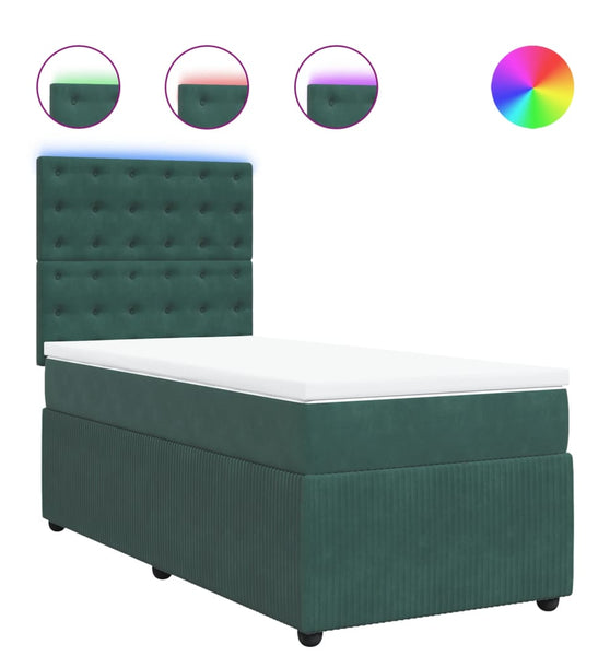 Boxspringbett mit Matratze Dunkelgrün 80x200 cm Samt