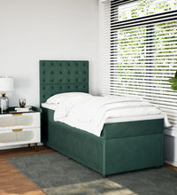 Boxspringbett mit Matratze Dunkelgrün 80x200 cm Samt