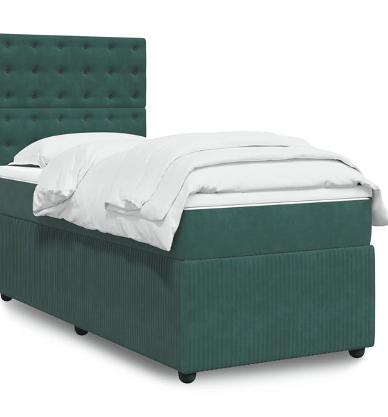 Boxspringbett mit Matratze Dunkelgrün 80x200 cm Samt