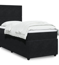 Boxspringbett mit Matratze Schwarz 90x190 cm Samt