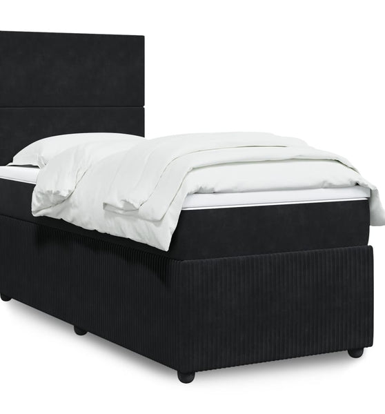 Boxspringbett mit Matratze Schwarz 90x190 cm Samt