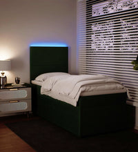 Boxspringbett mit Matratze Dunkelgrün 90x190 cm Samt