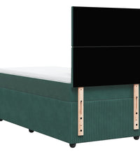 Boxspringbett mit Matratze Dunkelgrün 90x190 cm Samt