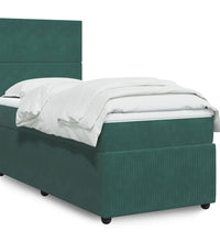 Boxspringbett mit Matratze Dunkelgrün 90x190 cm Samt
