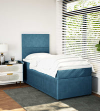 Boxspringbett mit Matratze Blau 90x190 cm Samt