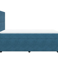 Boxspringbett mit Matratze Blau 90x190 cm Samt