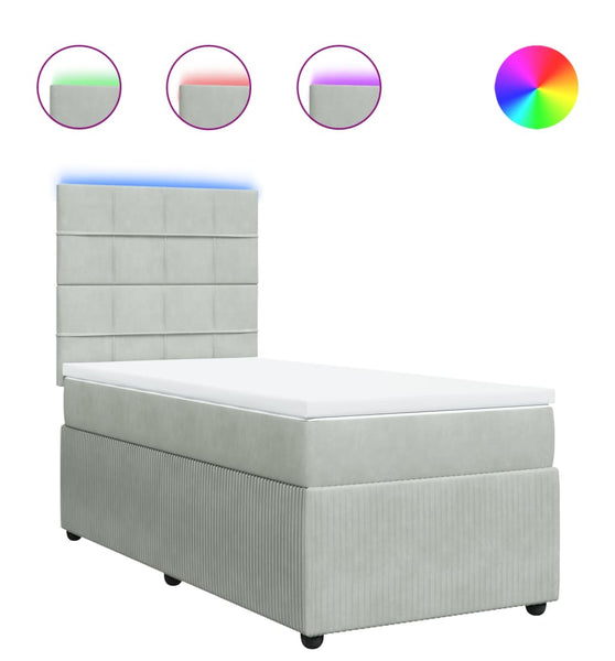 Boxspringbett mit Matratze Hellgrau 90x190 cm Samt