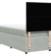 Boxspringbett mit Matratze Hellgrau 90x190 cm Samt