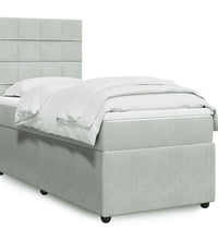 Boxspringbett mit Matratze Hellgrau 90x190 cm Samt