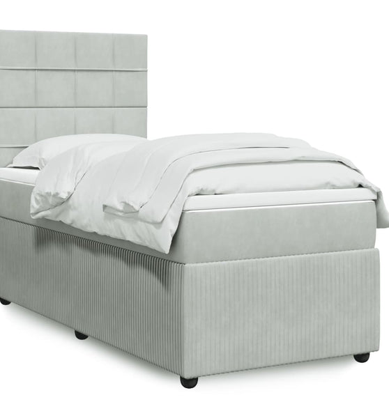 Boxspringbett mit Matratze Hellgrau 90x190 cm Samt