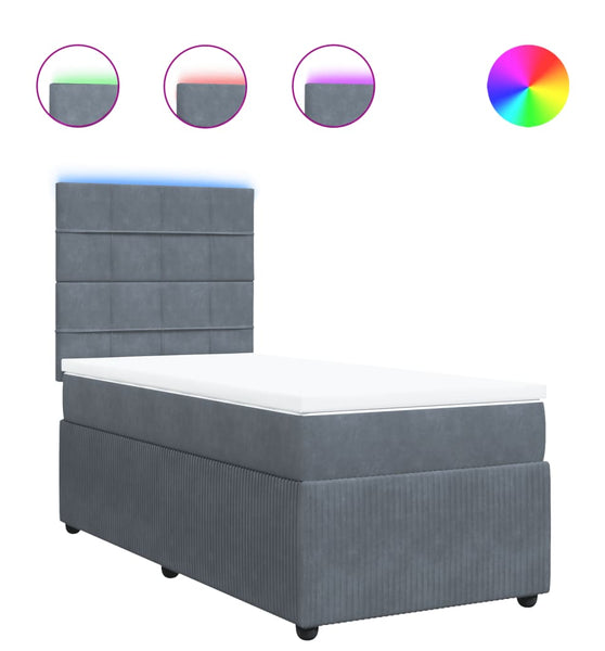 Boxspringbett mit Matratze Dunkelgrau 90x190 cm Samt