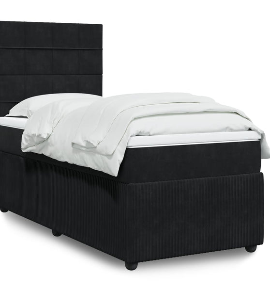 Boxspringbett mit Matratze Schwarz 90x190 cm Samt