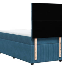 Boxspringbett mit Matratze Blau 90x190 cm Samt