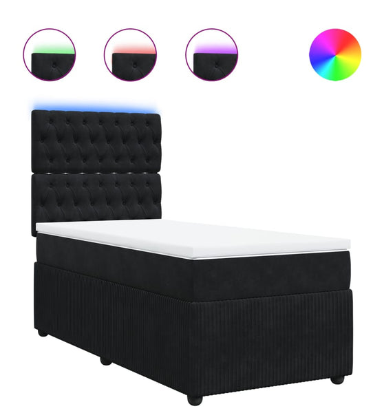 Boxspringbett mit Matratze Schwarz 90x190 cm Samt