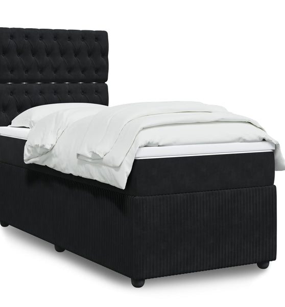Boxspringbett mit Matratze Schwarz 90x190 cm Samt